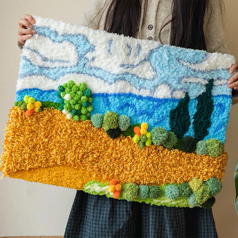 

Moss Latch Hook Carpet Kits for Starter Poke Embroidery Crochet Knitted Rug Hooking Kit Craft Art Needle Set Home Decor Gift