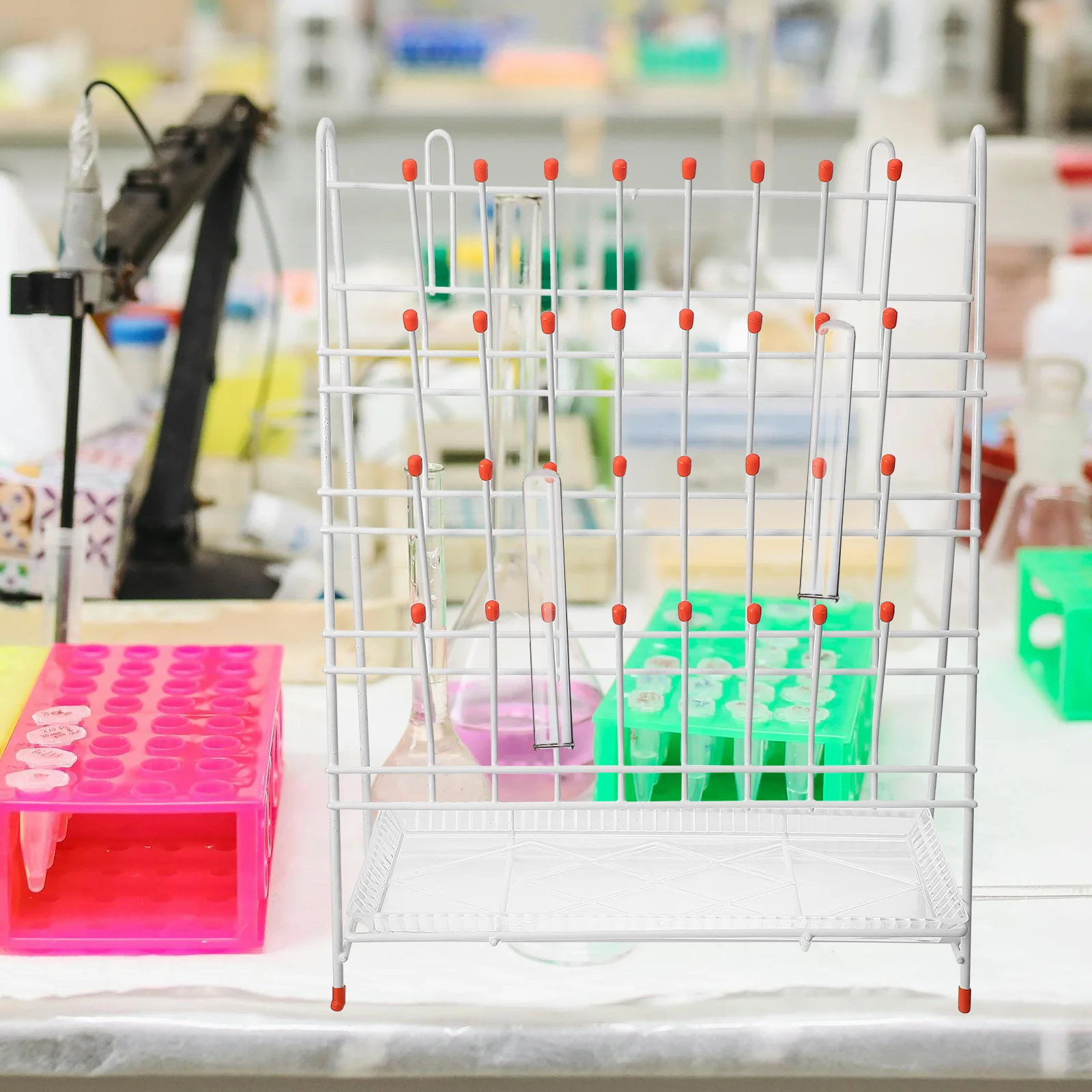 

32-Slot Metal Drying Rack for Test Tube Laboratory Draining Holder Lab Glassware Drying Rack with Anti-Slip Base
