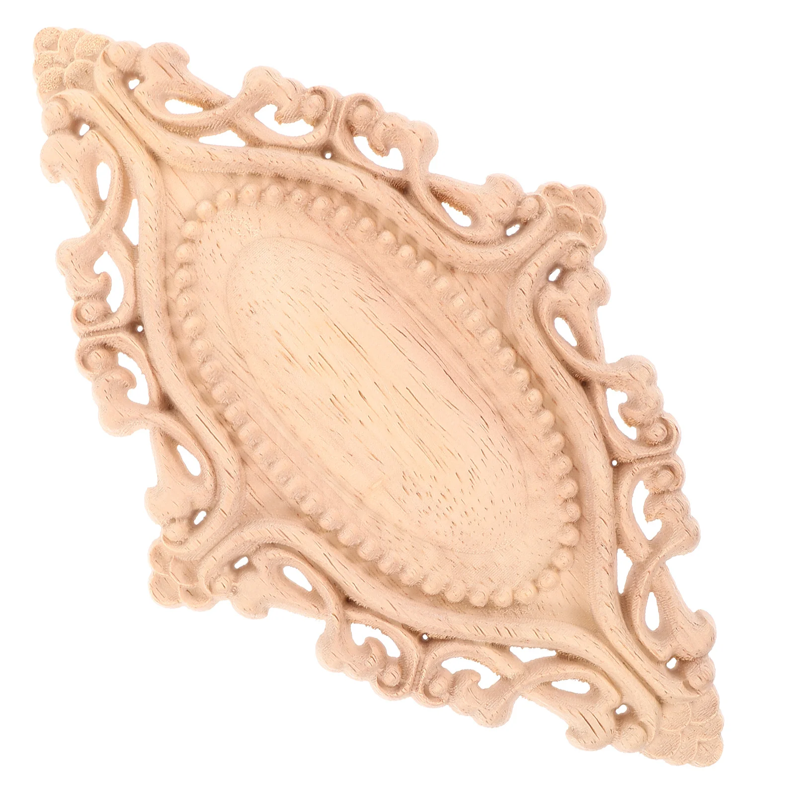 European Style Carved Wood Applique Oval Decorative Onlay For Furniture Door Vintage Unfinished Wooden Embellishment