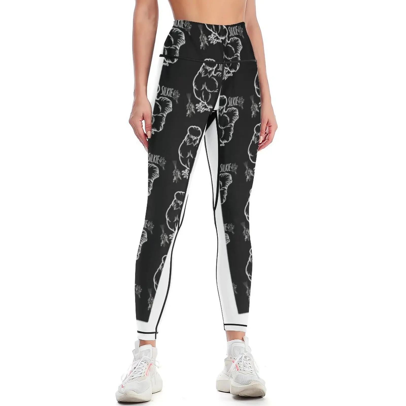 

Silkie Chicken & Flowers White Line Drawing Modern Design Leggings sportswear woman gym 2024 legging push up Womens Leggings