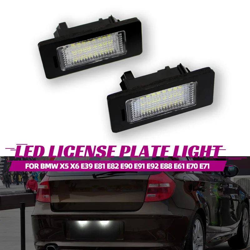 For BMW E39 E60 License Plate Light 6000k White No Error Led Number License Plate Light for BMW E90 E91 E92 E61 E70 E71 Car part