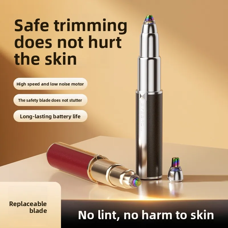 2 in 1 Nose Hair Trimmer for Women Portable Facial Hair Removal Trimmer, Lady Eyebrow Trimmer Shaver for Nose Ear Eyebrow Peach