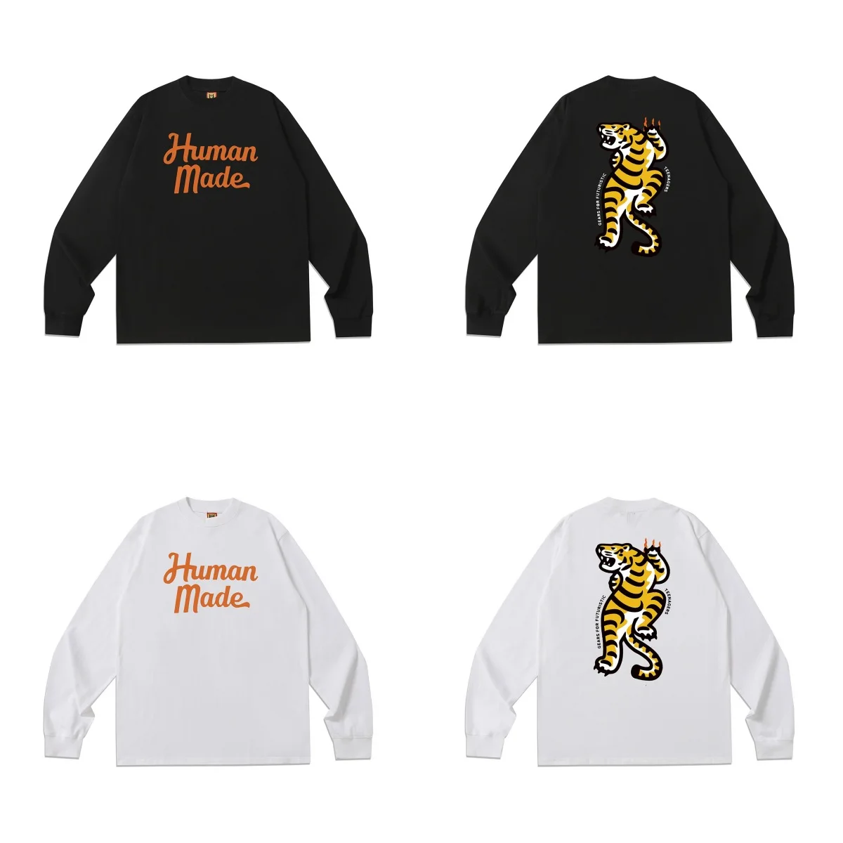 Humanmade Trendy Couple Cartoon Print Long Sleeve T Shirt Autumn Winter Casual Jacket 썸네일 4
