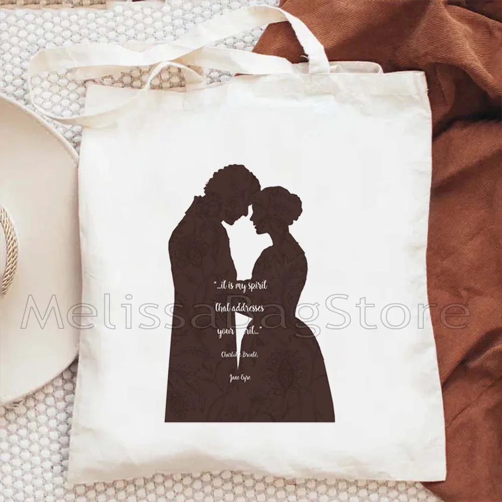 Jane Eyre Art Novel Lover Gifts I Am No Bird World Was Wide Quotes Print Canvas Shoulder Tote Bag Cotton Shopper Casual Handbag