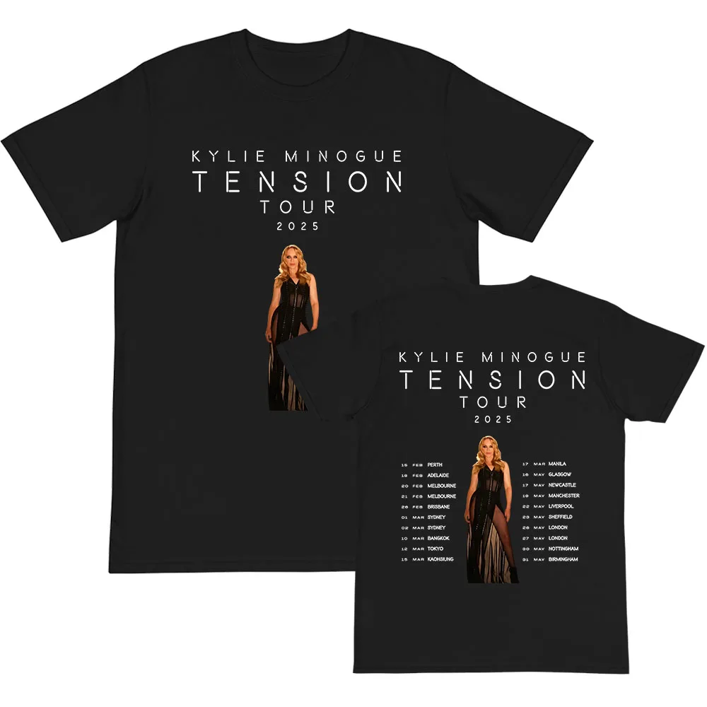 Famous Singer Print Tshirt Kylie Minogue Tension Tour 2025 T-shirt Cotton Summer Men/Women Tee-shirt Ropa Hombre Graphic Clothes