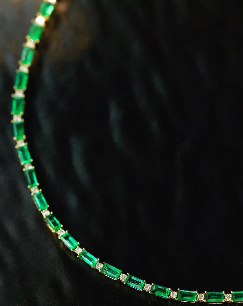 KUGG 100% 18K Yellow Gold Bracelet Elegant Style Shiny Diamond Natural Emerald Gemstone Bracelet for Women High Party Jewelry