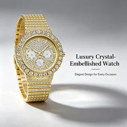 Trendy Full Diamond Fashionable Versatile Leisure Multi functional Luminous Waterproof Men's Quartz Watch