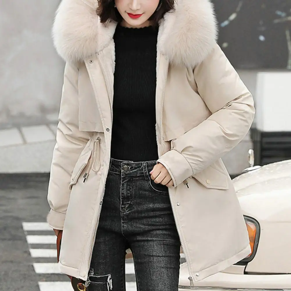 Women Coat Hooded Winter Jacket with Faux Fur Collar Warm Autumn Winter Long Coat Wool Liner Hooded Parkas Padded Clothes