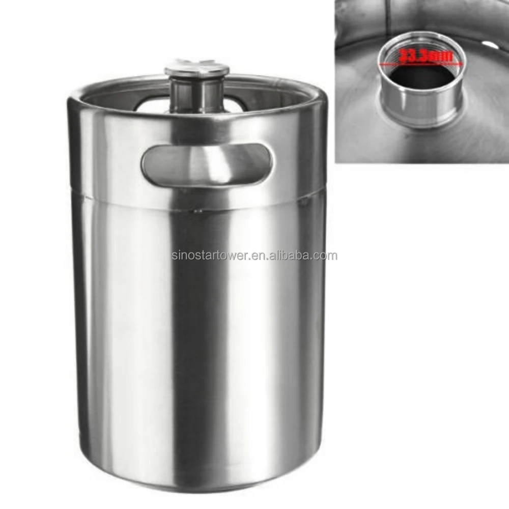 Homebrew Stainless Steel 304 Beer Keg 2L 3.6L 4L 5L 10L Mini Draft Beer Growler Beer Barrels with Sleeves and CUSTOM LOGO