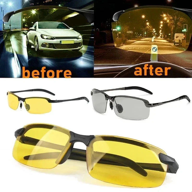 Anti-UV Night Vision Sunglasses Day Night Driving Glasses Sunglasses Men Fashion Outside Adult Eyewear Driver Driving Glasses