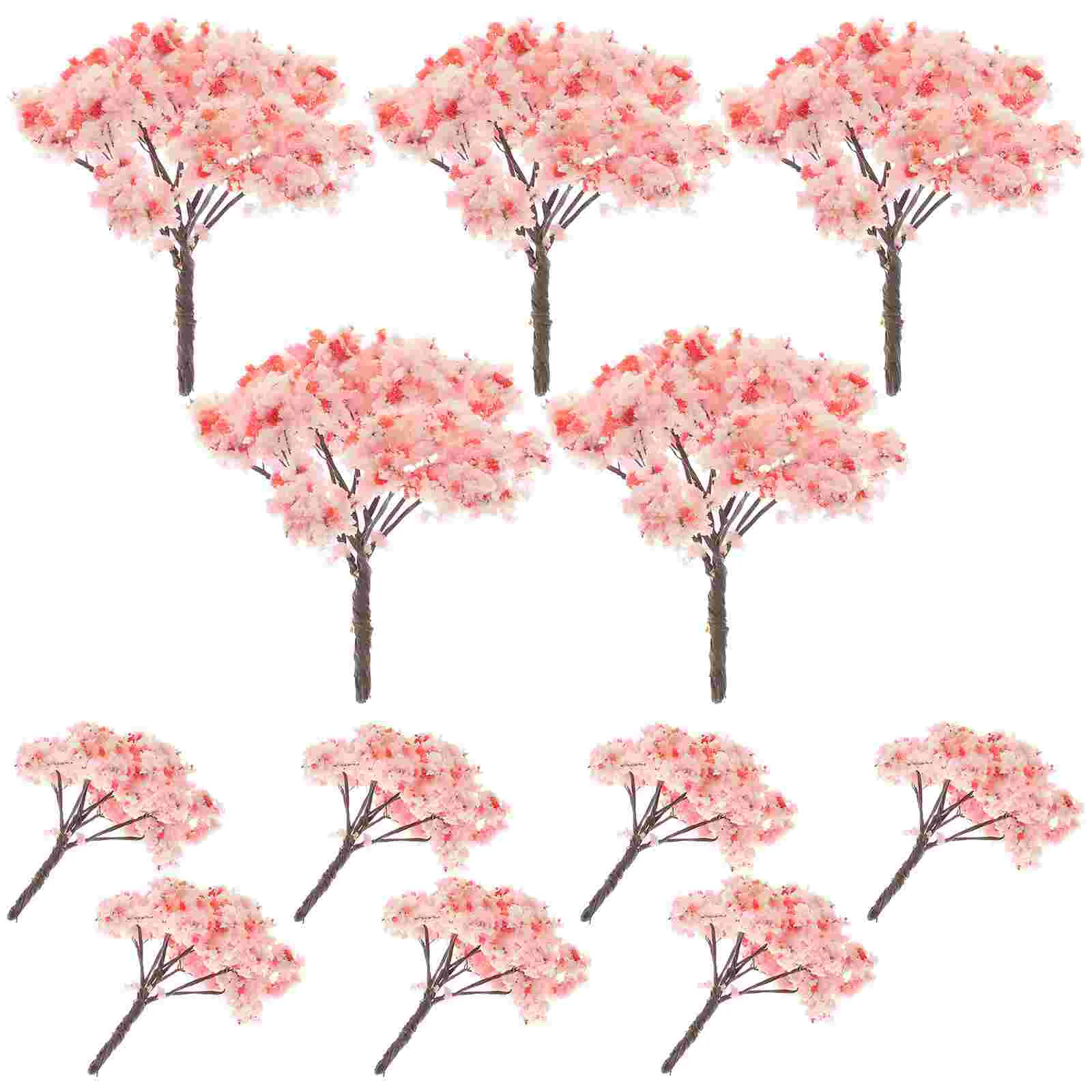 12 Pcs Artificial Tree Architectural Model False Plants Toy Room Cherry Trees Faux Blossom Prop Outdoor Fake Flower Man