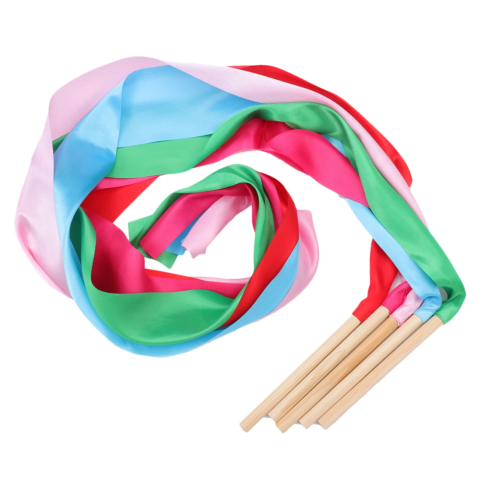 

5pcs Gymnastics Dance Ribbons 1.5M 10CM Wide Wooden Sticks Flexible Sturdy for Performance Fitness Training Artistic Streamers