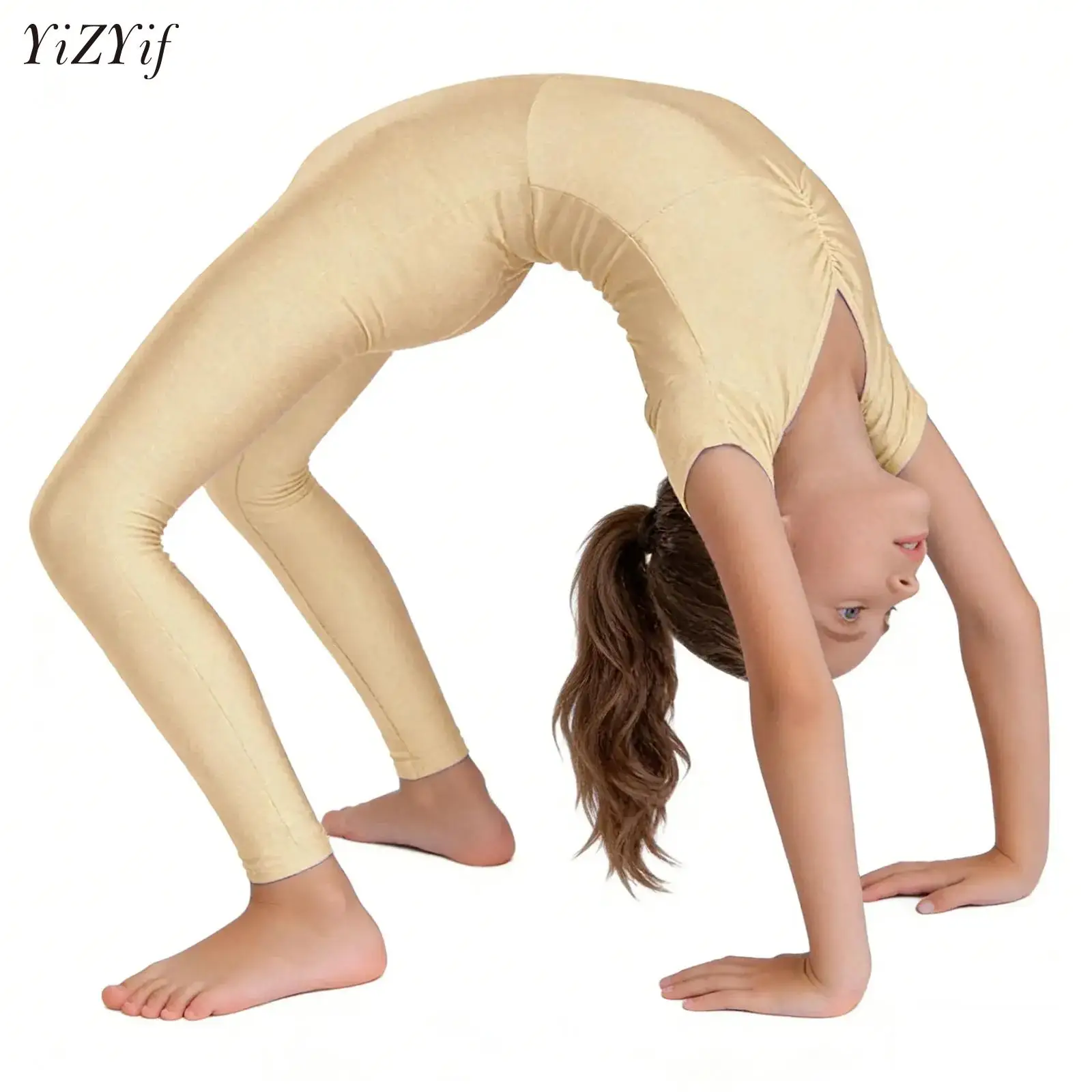 

Детский гимнастический комбинезон для девочек с невидимой молнией на спине, для балета, танцев, тренировок, фигурного катания, сценический костюм