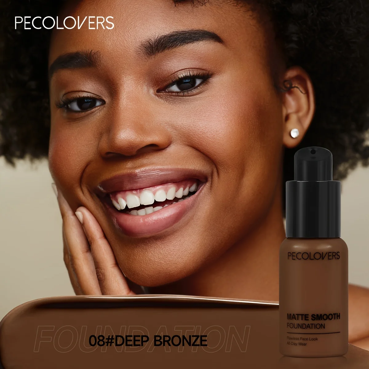 PECOLOVERS Matte Finish Liquid Foundation – Ölkontrollierender, wasserfester Concealer mit vollständiger Abdeckung für alle Hauttöne