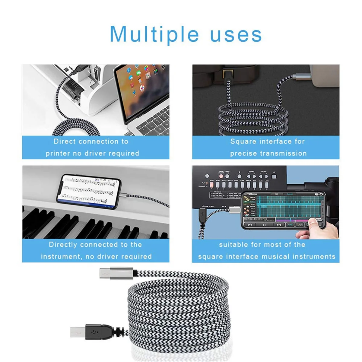 

Type C to MIDI Cable USB C to USB B 2.0 Printer Cable Printer Scanner Cord for AiO, HP, Canon, Samsung Printers and More