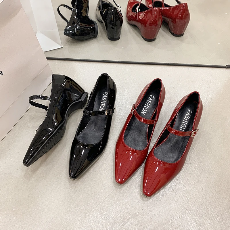 

French Temperament Medium High Heel Pointed Toe Single Shoes Women's 2025 New Spring Summer Winter Mary Jane Single Shoes