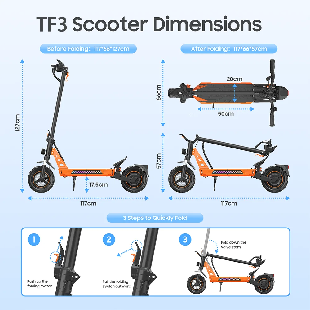 TUNO NT3 Electric Scooter 1000W Motor 48V13Ah Battery Adult Sport Road Mountain E-Scooter 10Inch Tires Snow Foldable EScooter - view 6