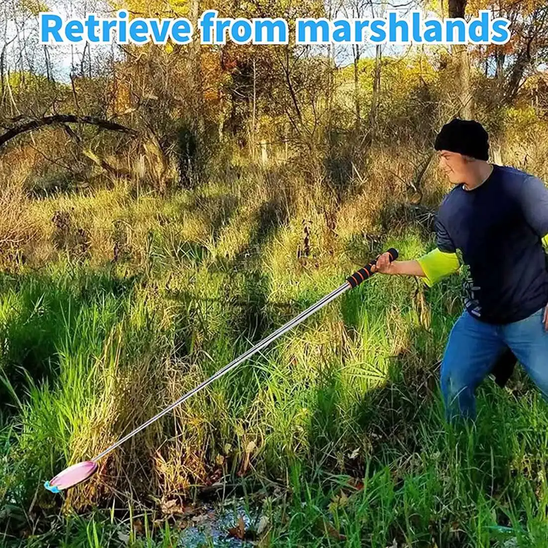 Disc Golf Retriever Disc Golf Grabber 10 stóp przenośny kij teleskopowy z wytrzymałym hakiem do latający dysk na zewnątrz