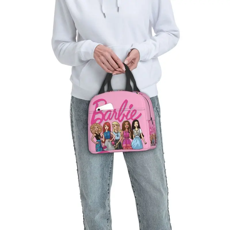 Bolsa de almuerzo personalizada para niñas y niños, bolso de mano de comida con aislamiento térmico, reutilizable, color rosa