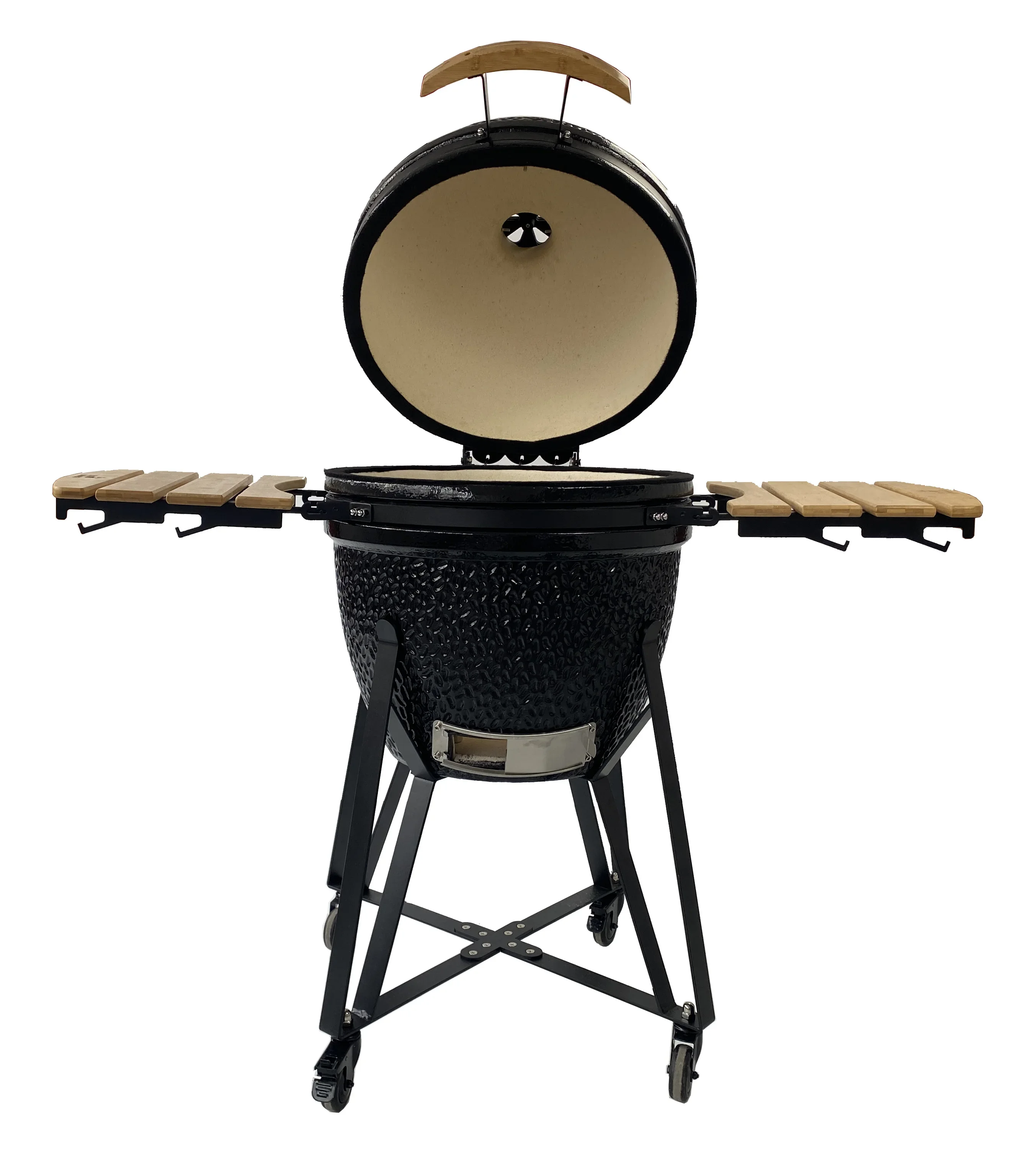 New Large Smoker Kamado Barbecue Charcoal Grill 22 Inch Ceramic Black with Stand Outdoor 2024