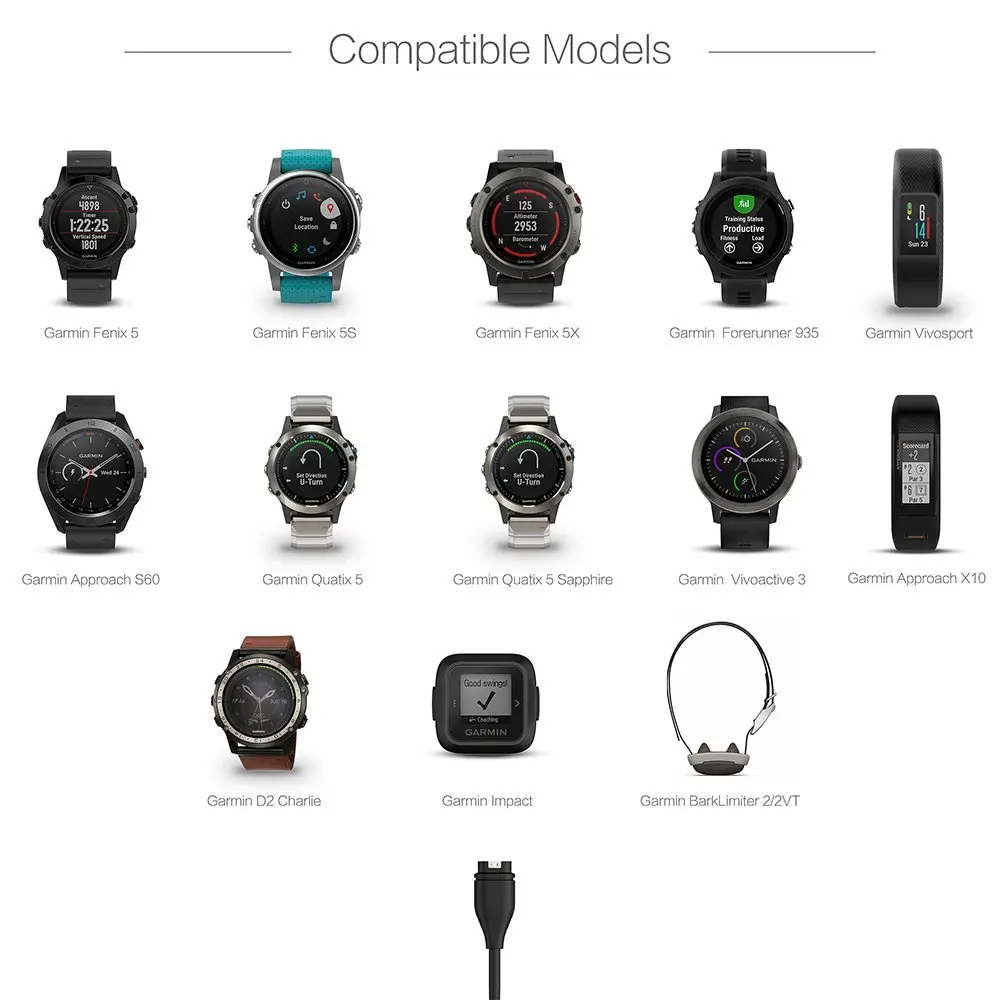 C /USB كابل شاحن محول الطاقة ل Garmin Venu 4 4s 3 3s SQ 2 / Vivoactive 6 5 /55 165 255 265 570 970... شحن عالمي #6