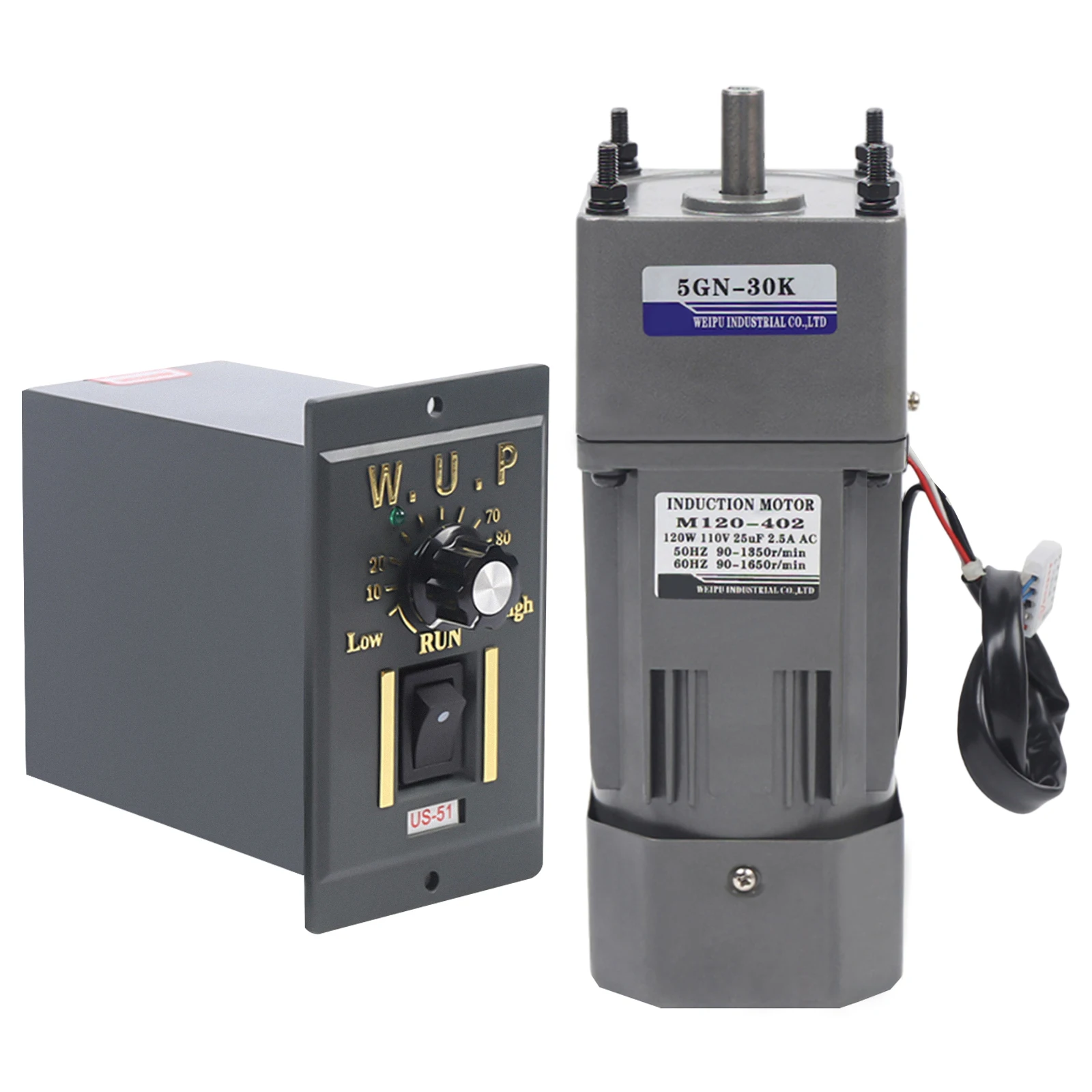 120 واط 30 كيلو موتور تروس 110 فولت موتور تروس محرك كهربائي 45 دورة في الدقيقة مع وحدة تحكم في السرعة لصناعة الآلات وصناعة الآلات