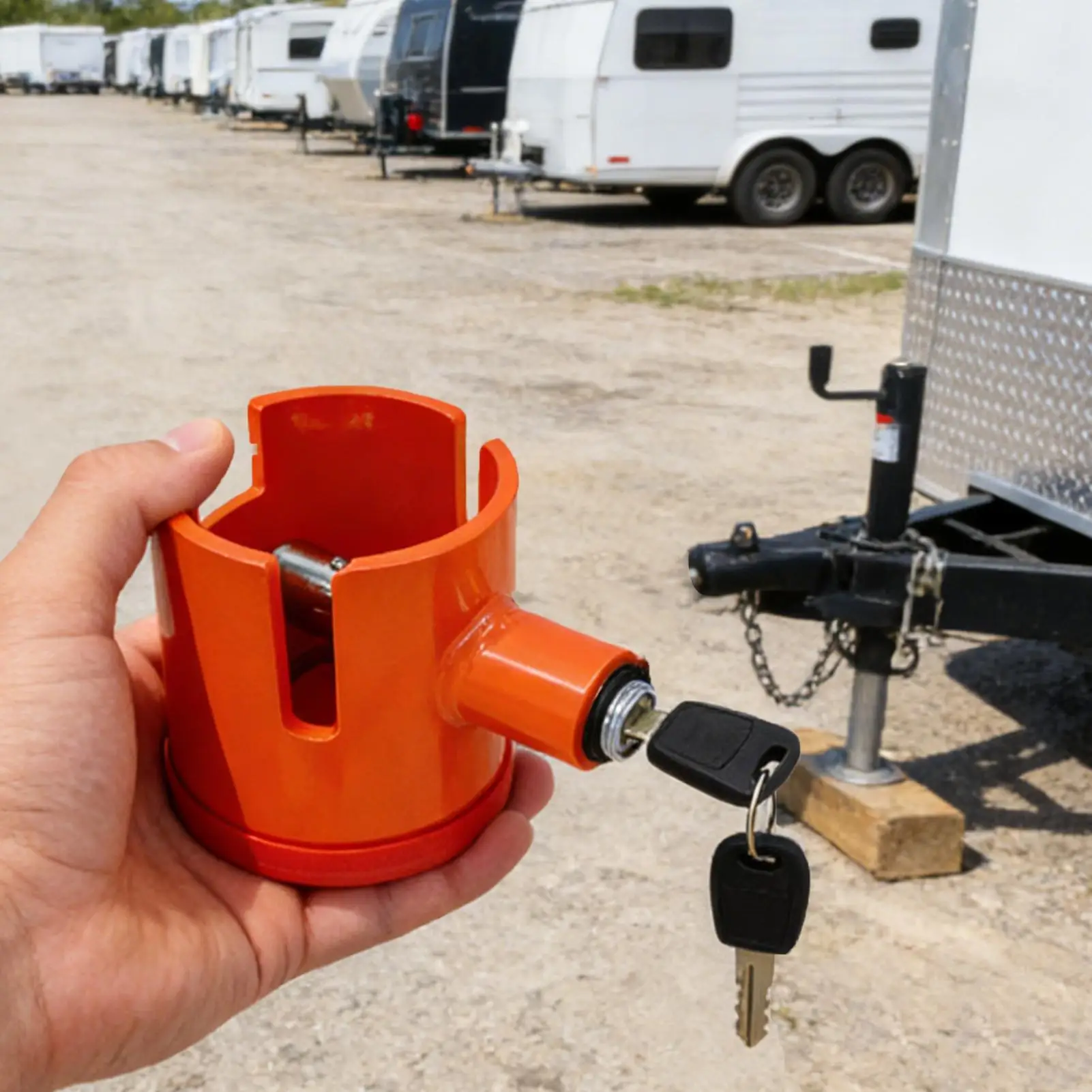 ヘビーデューティートレーラーヒッチロック、ユニバーサル高セキュリティタンロック、牽引、rv、ピックアップトラック用、盗難防止スチールピン