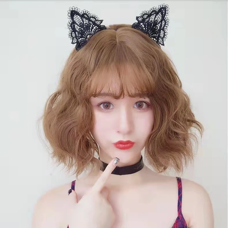 猫の耳が付いたレースのヘッドバンド,女性と女の子のためのヘアバンド,ヘアアクセサリー