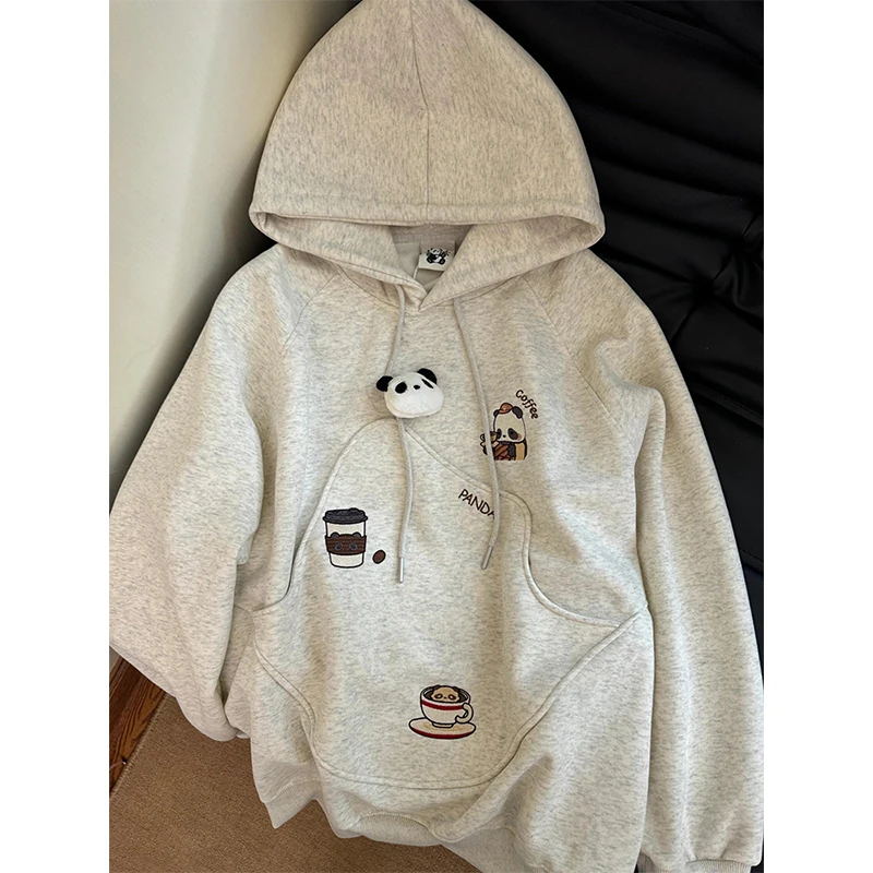 

Мужская толстовка большого размера 300 Pou в американском университетском стиле с вышивкой, свободного кроя, осенне-зимняя