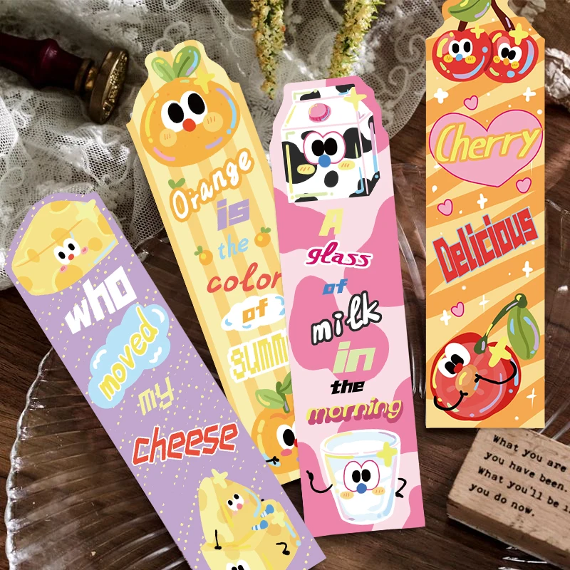 30Pcs Food Fruits Fun Bookmarks Cute Classroom Collection Bookmarks For Students Kids Adults Reading Present Supplies﻿