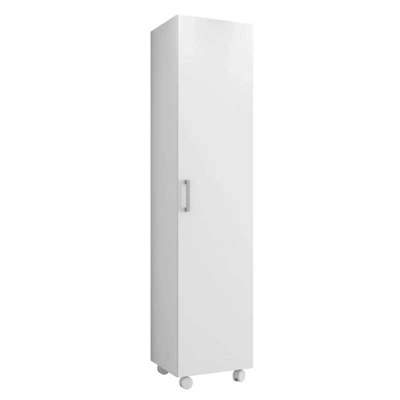 42x183 Cm White Color 1p Multi-purpose Auxiliary High Cabinet with Wheels