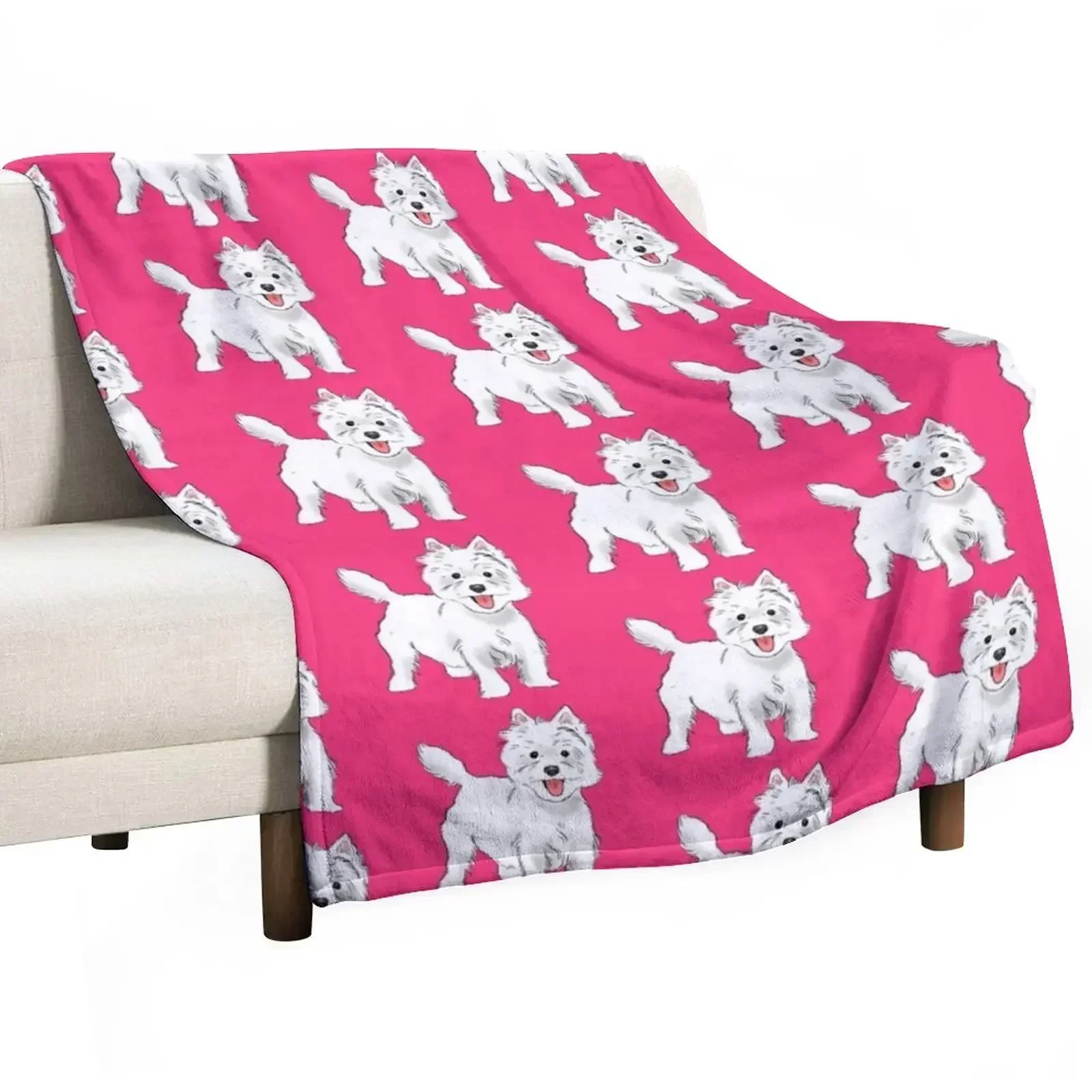 Westie, West Highland White Terrier Throw Blanket Bed linens Flannel Fabric Beautifuls Cute Tourist Moving Blankets