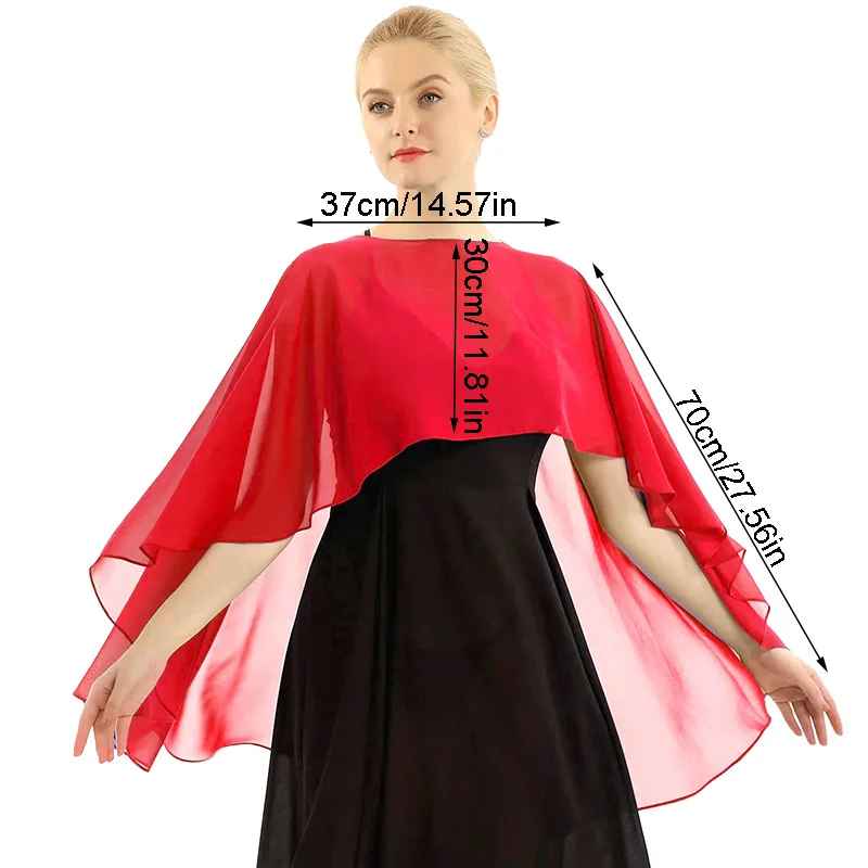 New Women Soft Solid Color Chiffon Capes Outdoor Beach Sunscreen Chiffon Long Shawl Evening Dress Wraps Bridal Wedding Cover Up