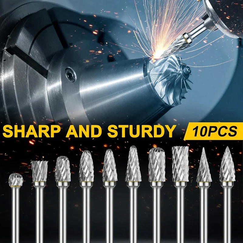 Imagem -05 - Carbide Burr Conjunto para Dremel Rotary Die Grinder Ferramenta Rotativa Rasp Bits Acessórios em 8in Shank 10 Pcs