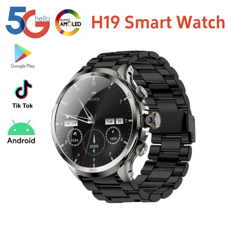 

H19 Смарт-часы 4G Android10.0 Система GPS WIFI SIM-карта 1,95 дюйма 466*466 Большой AMOLED-экран 256 ГБ умные часы для мужчин и женщин