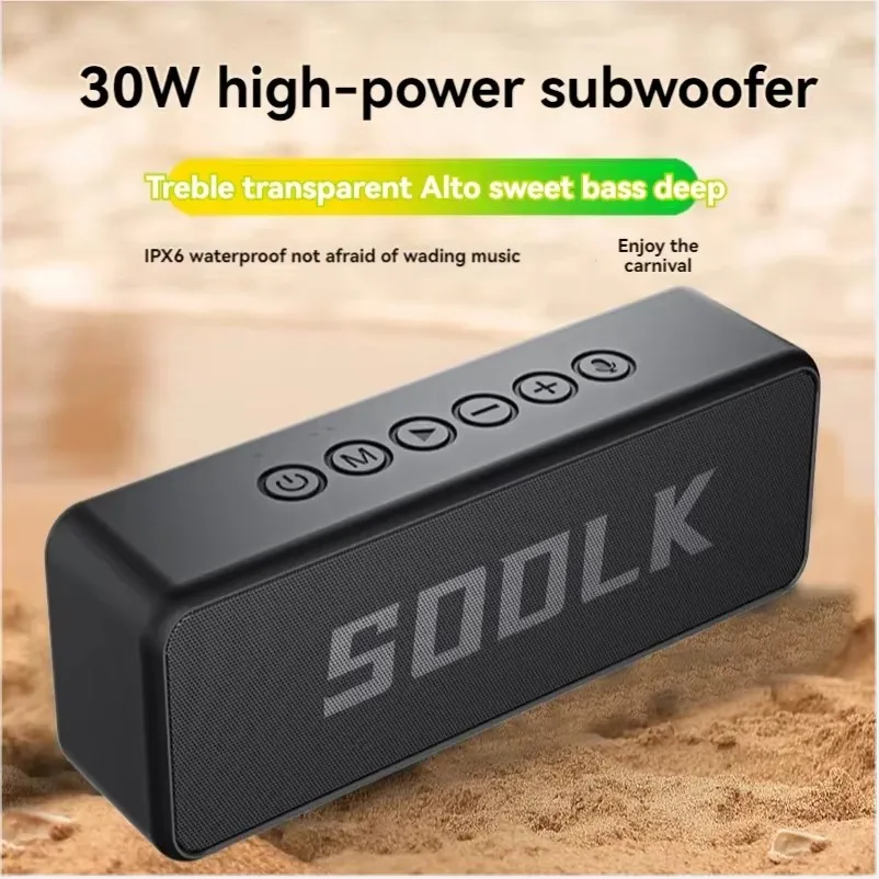 SODLK TX6 30W Bluetooth Speaker TWS Interconnected System Stereo 3D Surround Music Center Outdoor IPX7 Waterproof TF subwoofer