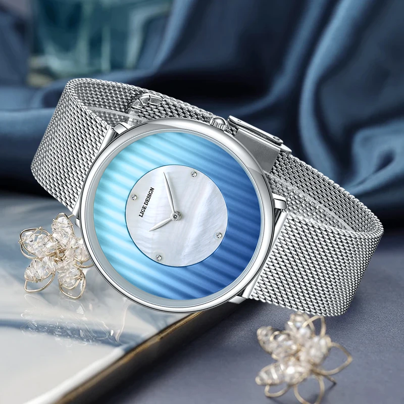LUIK Elegante Mode Quartz Vrouw Horloge Luxe Horloge Mesh Band Waterdichte Dames Jurk Vrouwelijke Horloges voor Vrouwen Klokken Nieuw