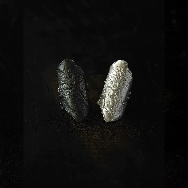 

Handmade Couple Rings Retro Vintage Distressed Creative Design Couple Matching Rings Fashion Punk Lover Jewelry Gift