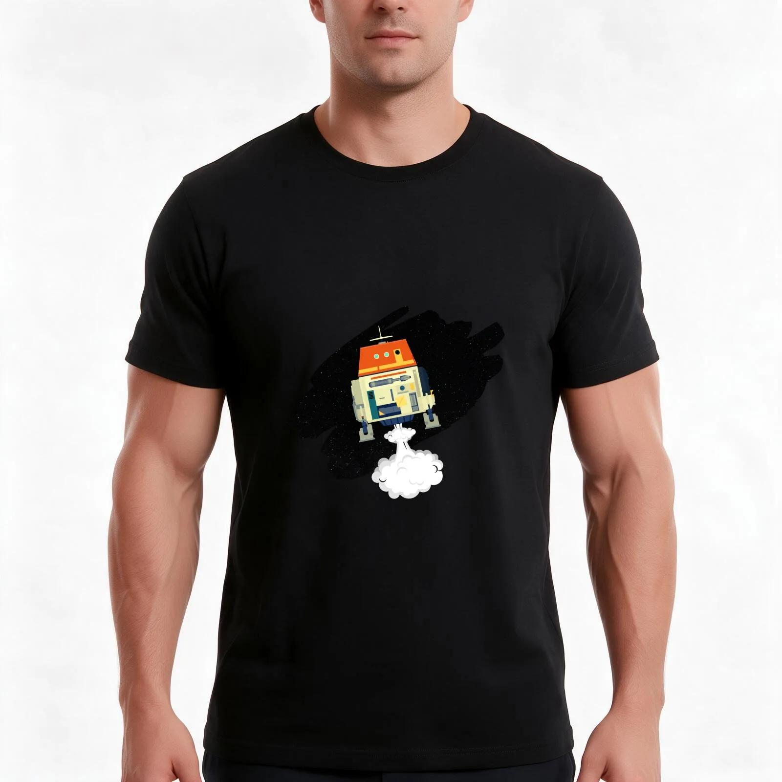 Chop in Space T-Shirt, Summer Casual Cotton Tee, Oversized Streetwear Tops, Vintage Graphic Print, Loose Fit Short Sleeve