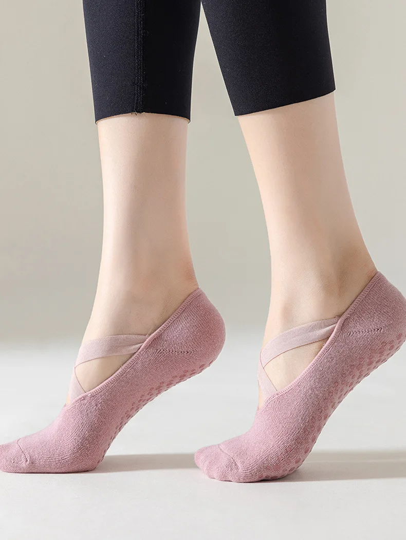 1–5 Paar rutschfeste Yoga-Socken für Damen, für Tanz, Pilates, Fitness, atmungsaktive No-Show-Socken aus Baumwolle mit Silikongriff für das Training im Innenbereich – Detail 3