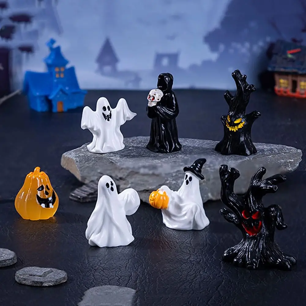 Multicolor Halloween Miniature Figurine Resin Micro Landscape Cartoon Scary Rabbit Statue Fairy Garden Pranky Prop