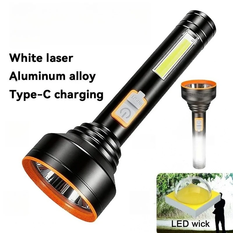 Side Light Optional Recharge High Power LED Flashlight Camping Spotlight with Side Light 4Lights Modes Outdoor Adventure Fishing