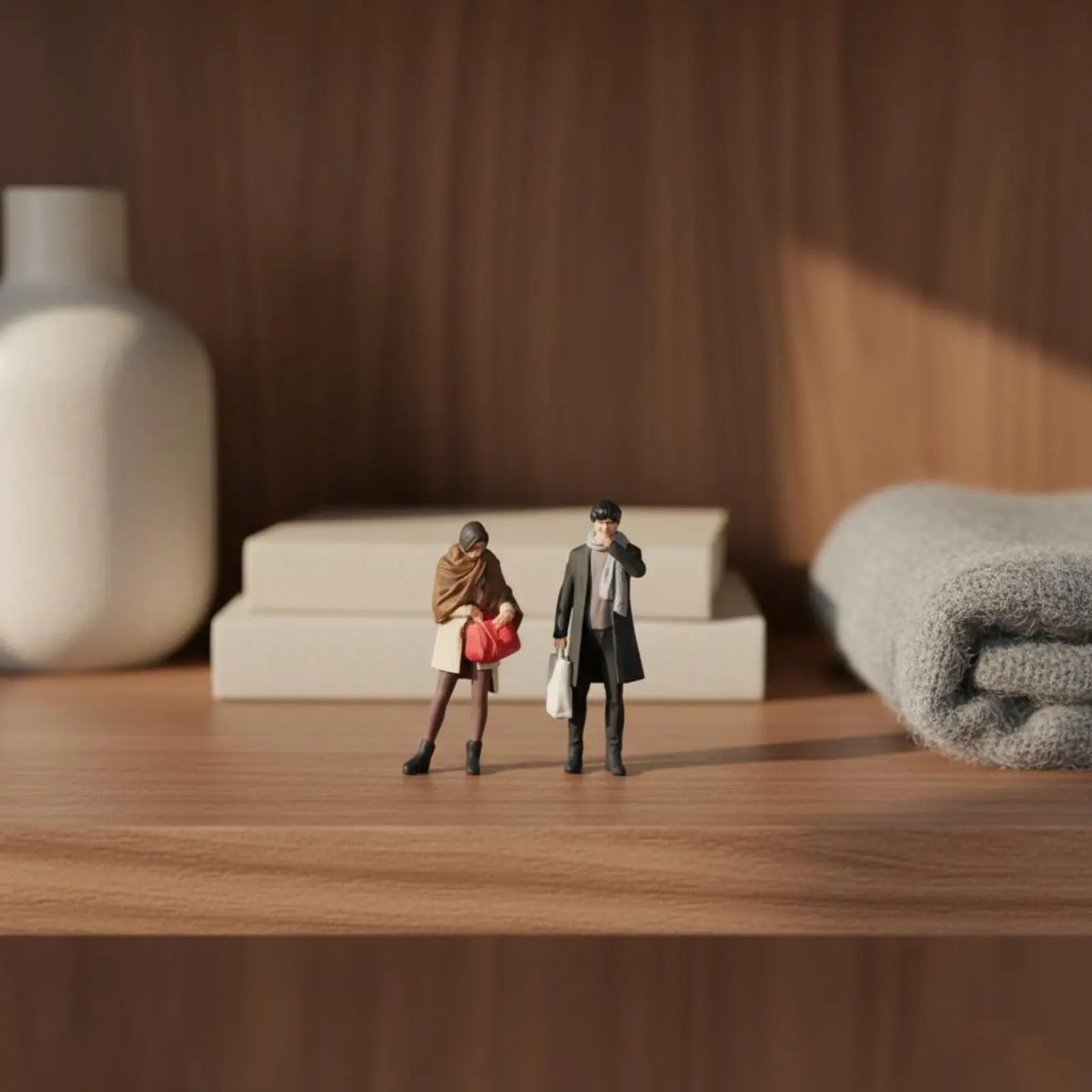 

2 Pieces Warm Winter Attire Doll Set Lifelike Features 1:64 Scale People Figures 1:64 Scale Figure Set Realistic Design