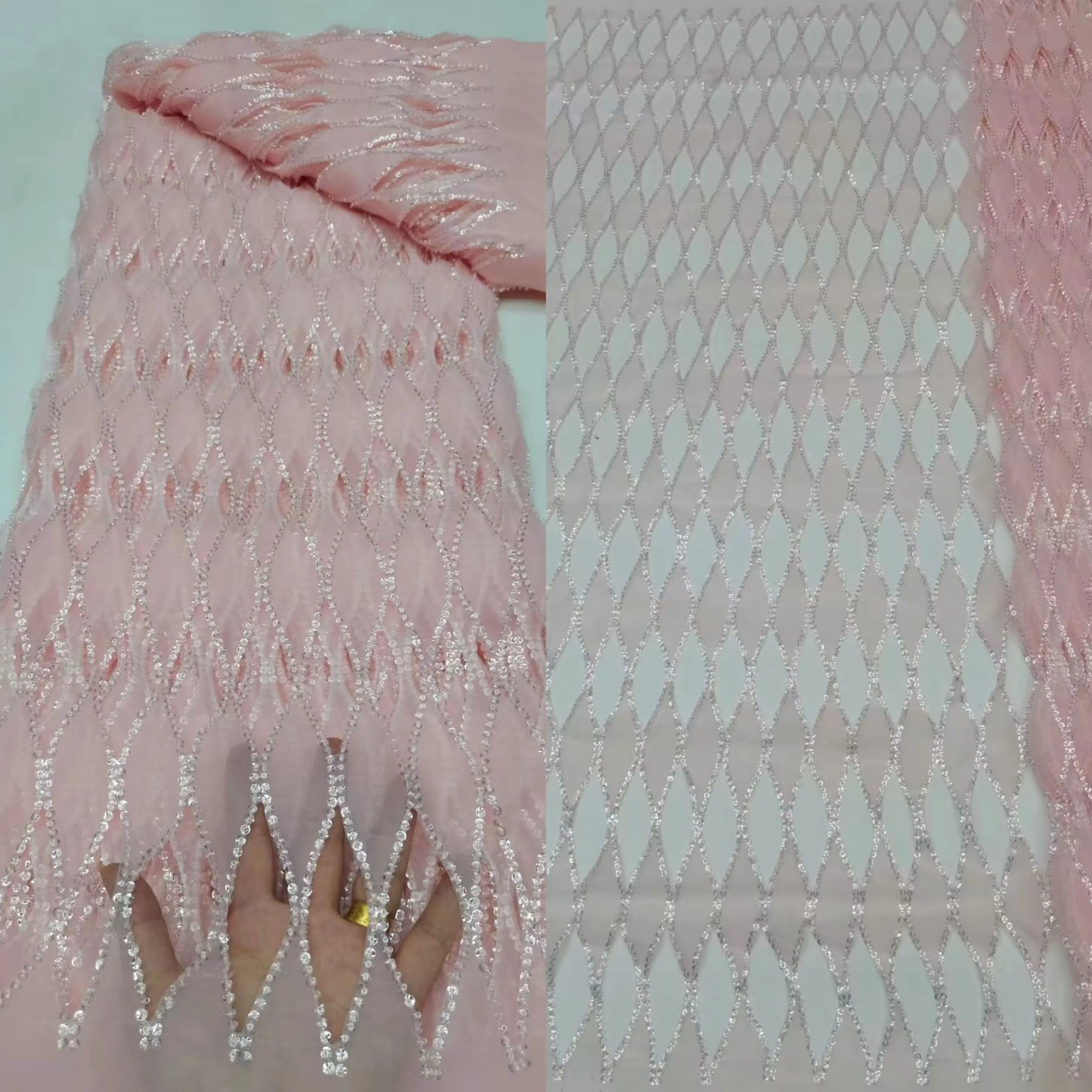 

African Lace Fabric S-1302526 Embroidery French Tulle Lace Fabric For Party Nigerian Luxury Sequines Lace Fabric