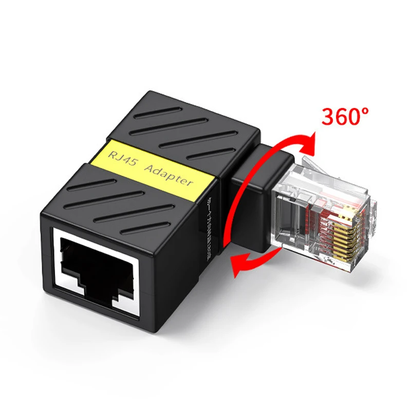 360° Rotatable Network Plug RJ45 Gigabit Adapter 90 Degrees Right Angle Elbow Universal Connector Male to Female Converter rj45