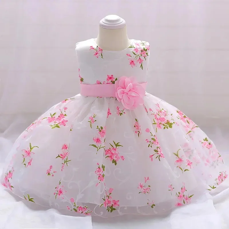 Baby Girls Party Dresses For 1st Birthday Wedding Dress Newborn Elegant Flower Girl Princess Dress Sleeveless Children Dresses