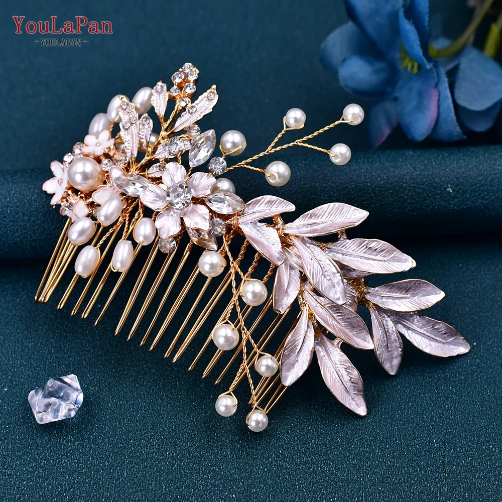 

YouLaPan Wedding Gold Color Hair Comb Alloy Leaf Bridal Headdress Woman Hair Ornament Wedding Hair Clip Accessories HP302