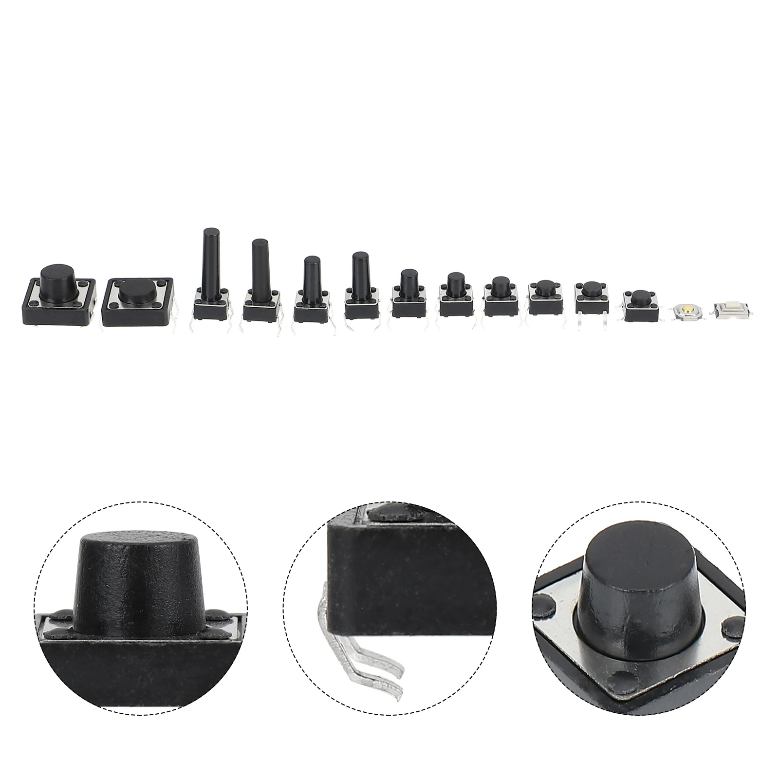 

140pcs Push Button Switches Kit Waterproof Touch Pads Miniature Black Plastic Ideal for Audio Computer