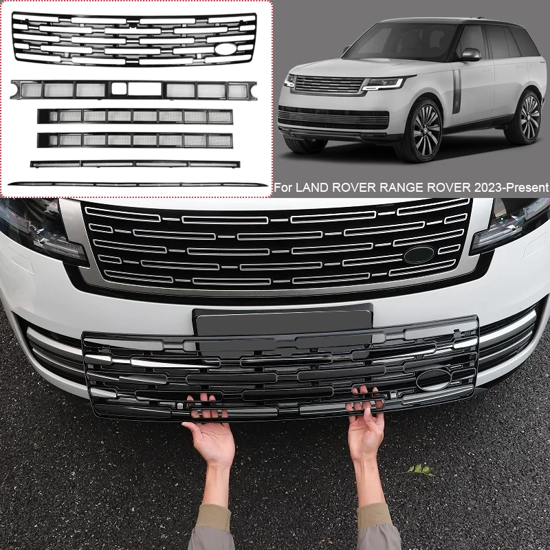 Car Modify Front Buckle Insect Proof Net For LAND ROVER RANGER ROVER 2023-2026 Front Bumper Center Intake Grille Cover Accessory