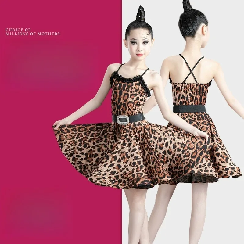 Theeper Latin Dance Practice Outfit New Summer Leopard Printed Split Set Professional Stage Competition Daily Class Dancewear